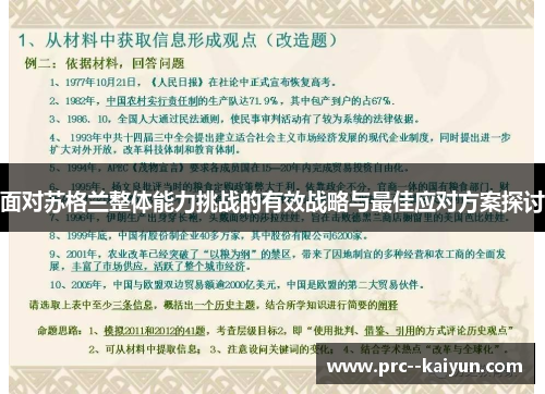 面对苏格兰整体能力挑战的有效战略与最佳应对方案探讨